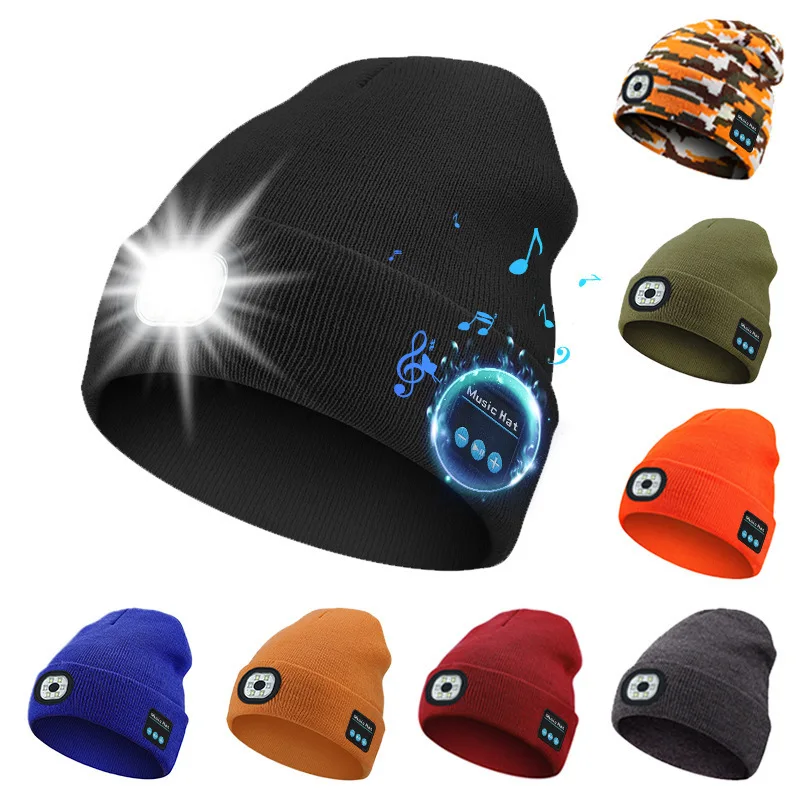 Multifunctional LED light and Bluetooth headset music hat with microphone