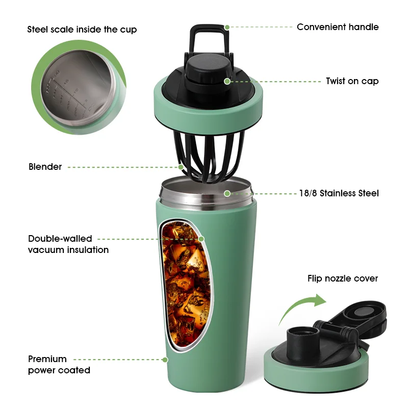 750ml bottle shaker with fruit and ice compartment