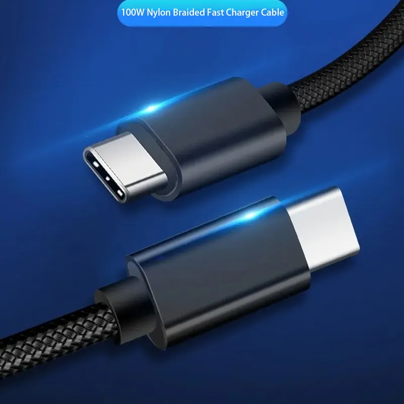 100w 20V flexible nylon cable, type C data/charger cable, 1m length