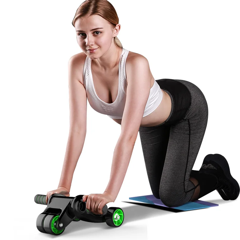 Abdominal muscle trainer wheel roller with mat