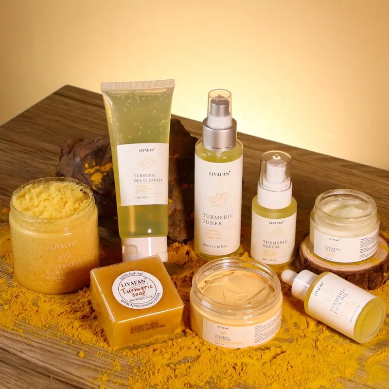 Tumeric skincare sets for facial use - brightening, anti aging skincare