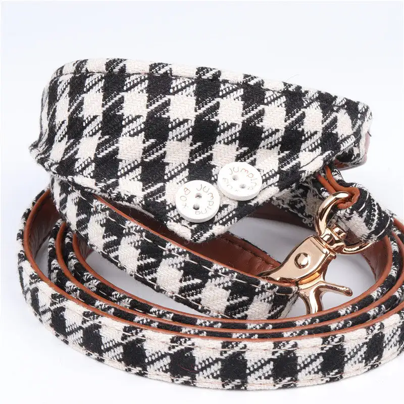 Cute design dog collar with bandana, leash and treat bag