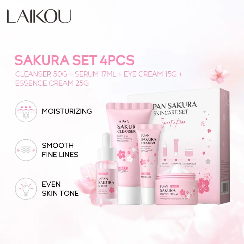 Natural cherry blossom skin care sets for moisturising and brightening