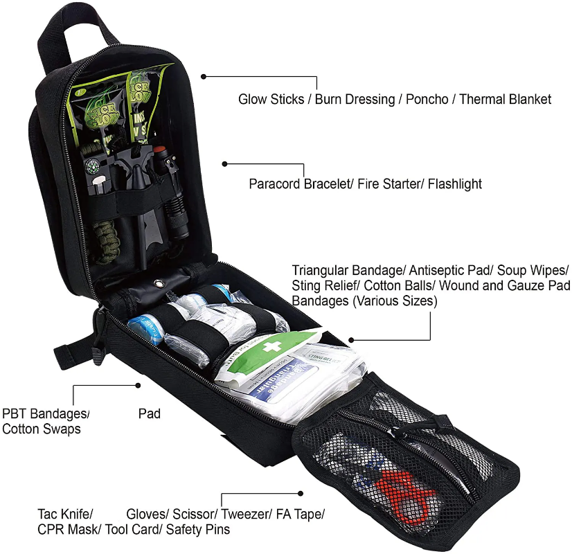 First aid utility bag - emergency camping supplies