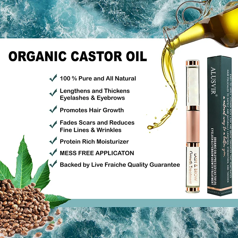 Pressed castor oil treatment for eyelash eyebrow growth and maintenance