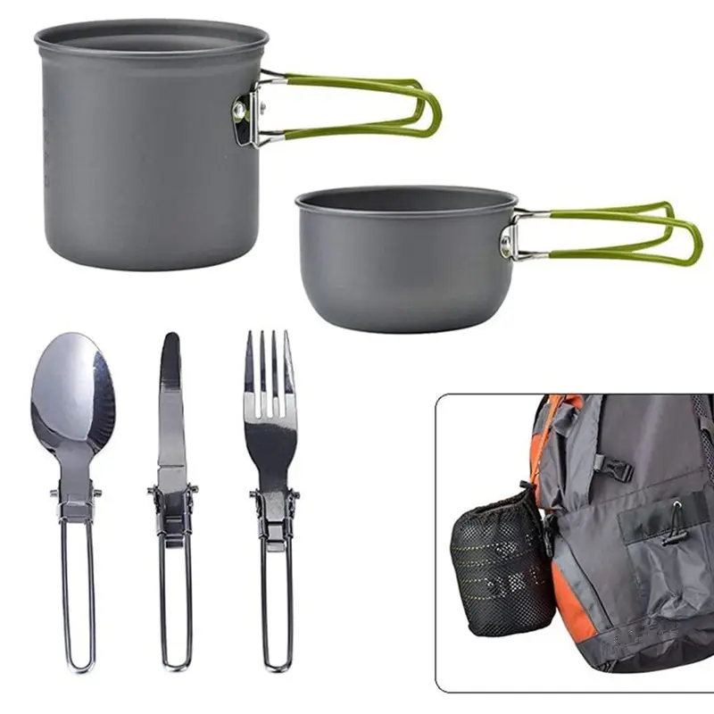 2 in 1 camping cookware set - lightweight portable cookware