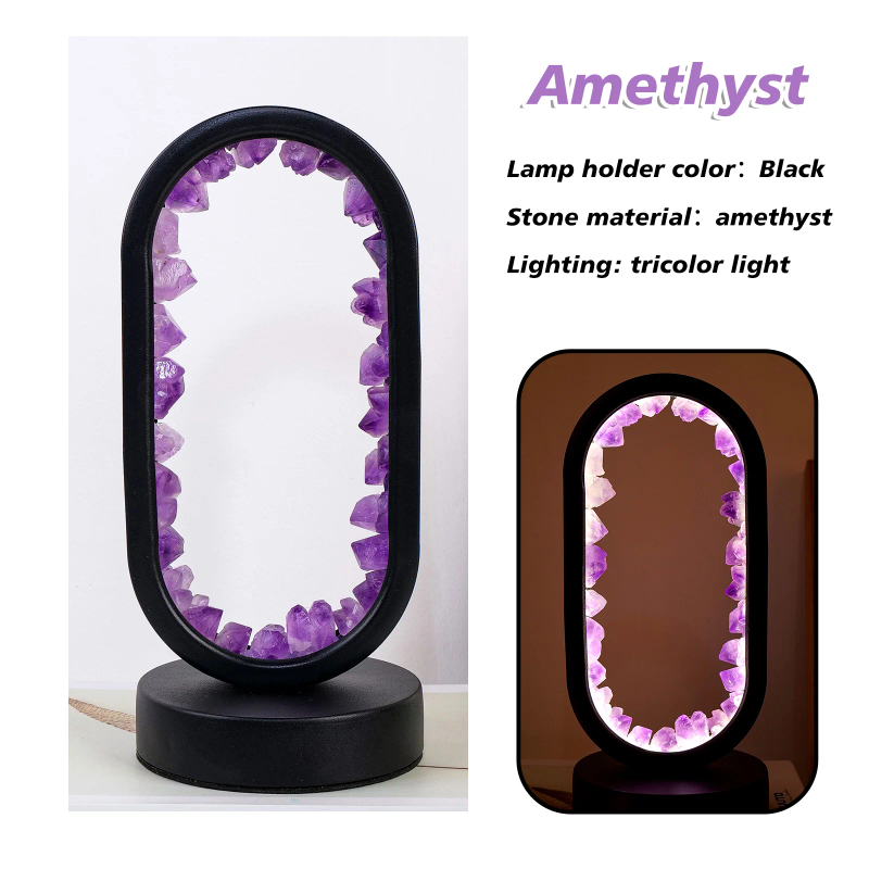 Beautiful gemstone decorative lamp - raw and real crystal with power cord