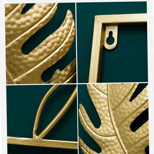 Modern interior gold plant design, decorative wall art