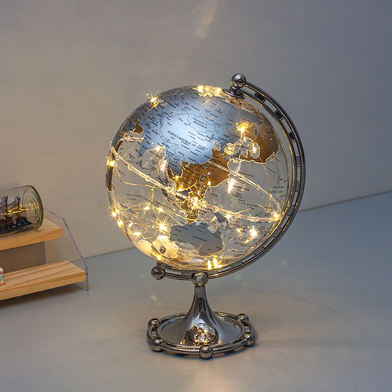 Gorgeous LED string light globe with gold stand