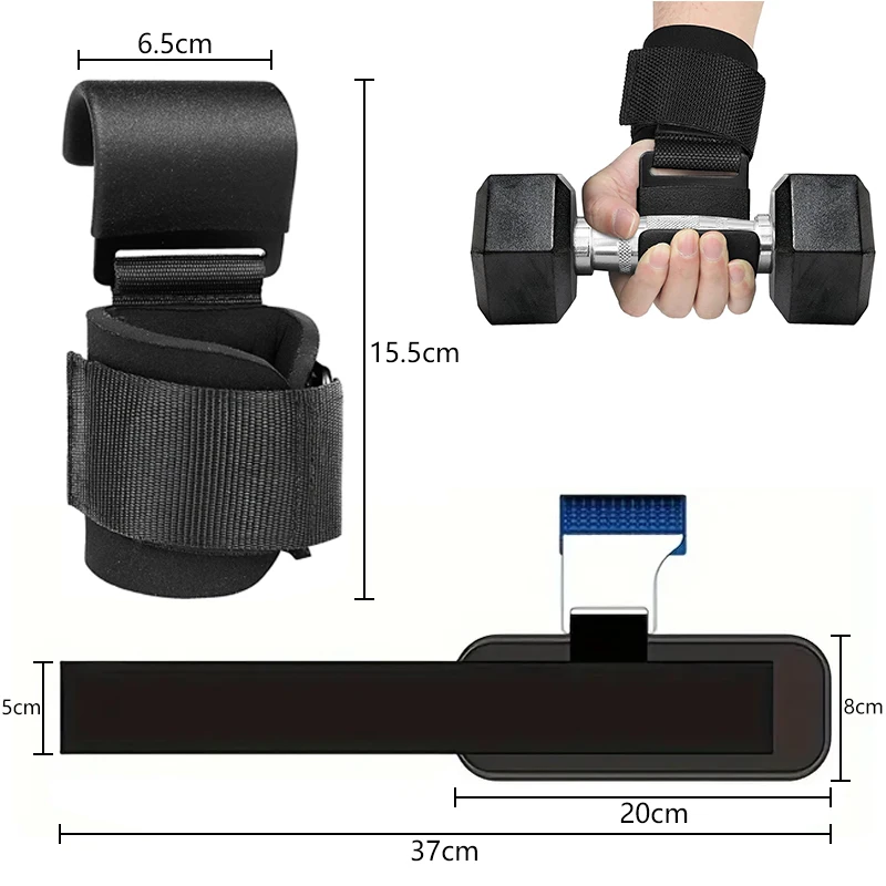 Hand support wrist strap with steel hooks for weight lifting support