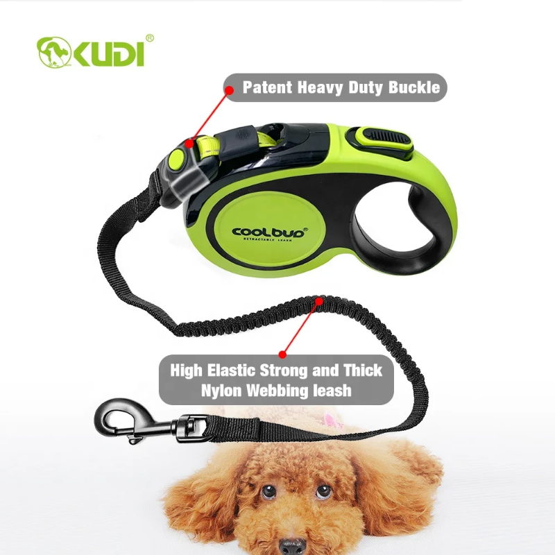 Nylon retractable extra long leash - reflective bungee design