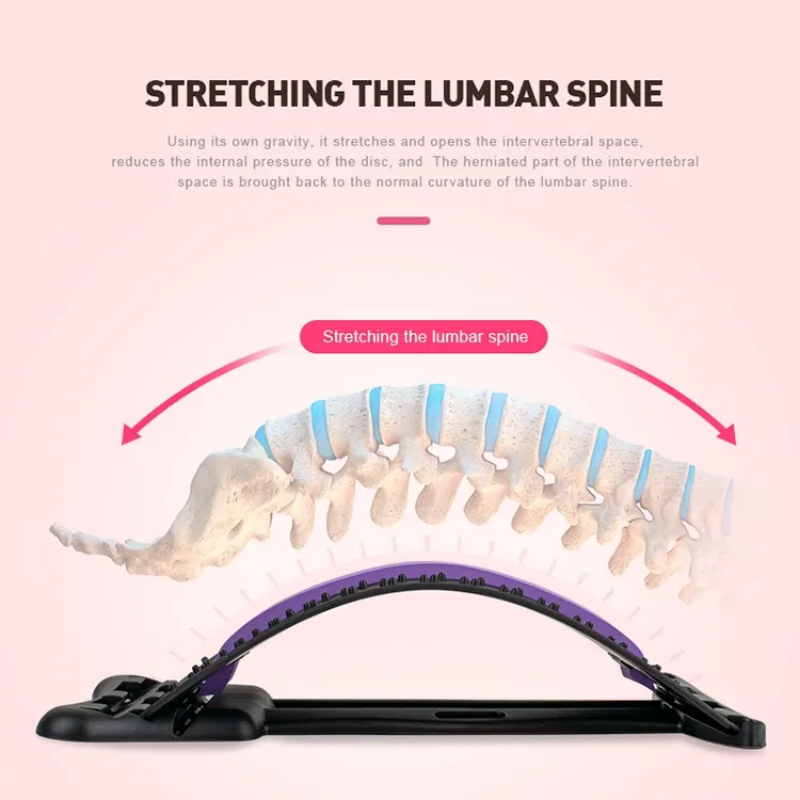 Back stretching, lower back and posture support, massager for pain relief