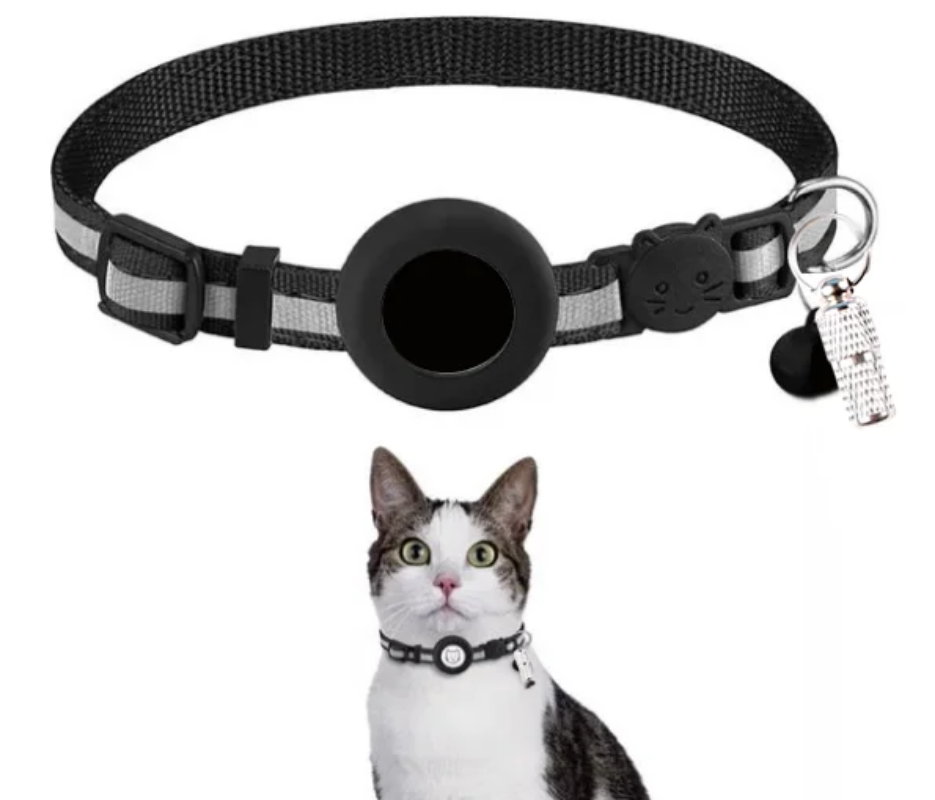 Reflective cat collar with bell and cute charm - apple air tag holder collar