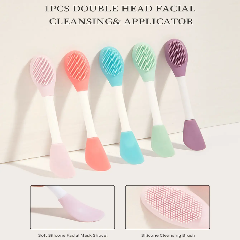 2 in 1 silicone facial and lips cleaner, mask applicator and cleansing brush