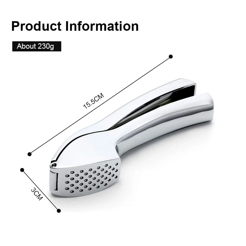 Stainless steel manual hand held garlic press with cleaning tools