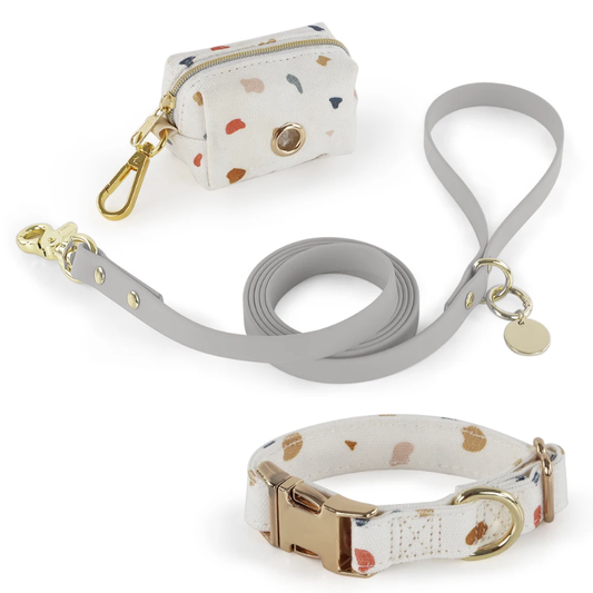 Adorable and aesthetic collar, leash and bag set