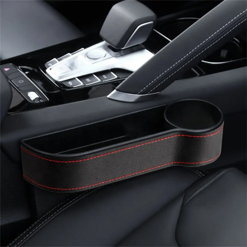 Portable and multifunctional leather car seat organisers with cupholders