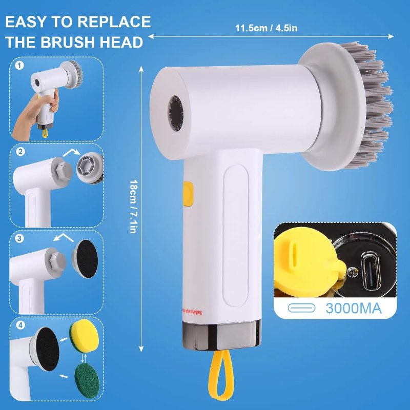 4 in 1 washing tool - electric waterproof cleaning device