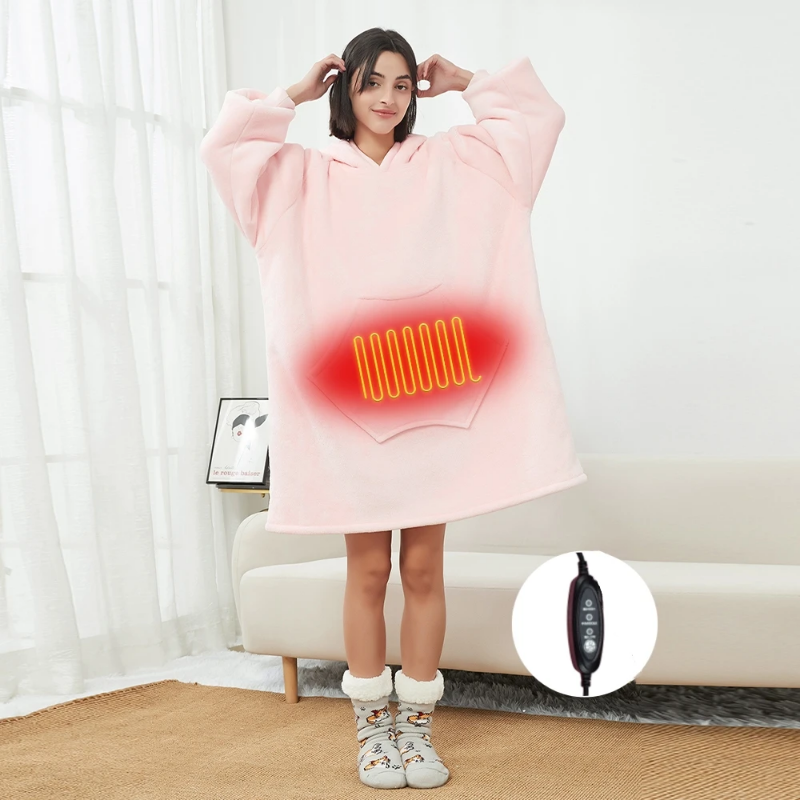 Warm and soft electric heated wearable blanket hoodie