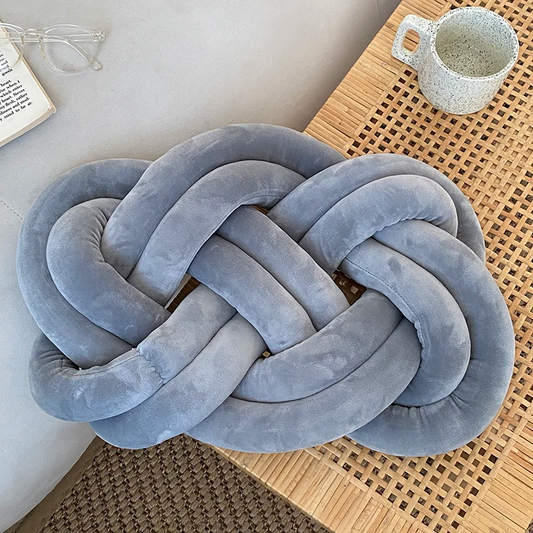 Hand-woven knot pillow - soft plush decorative pillows