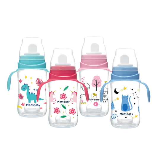 360ml plastic juice bottle with handles for older babies - included anti colic nipple for bedtime milk