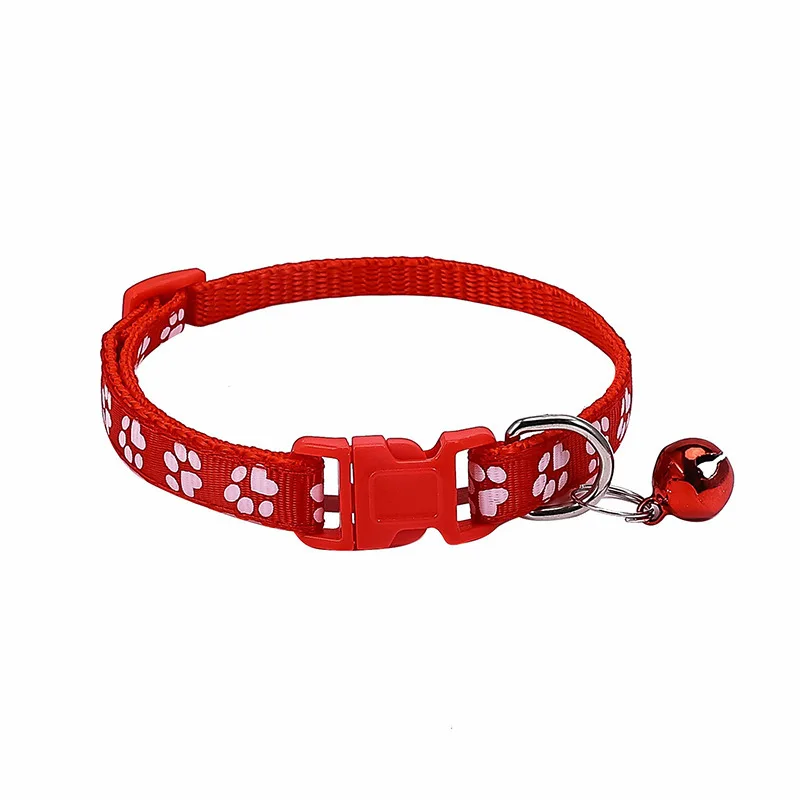 Adjustable pet collar for small animals with matching coloured bell