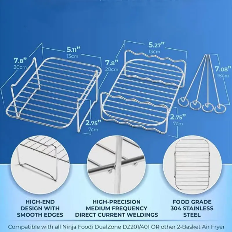 Airfryer silicone tray sets, reusable and washable racks and trays