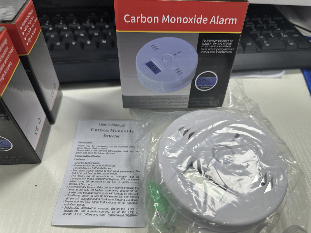 Battery powered carbon monoxide detection alarm for home security