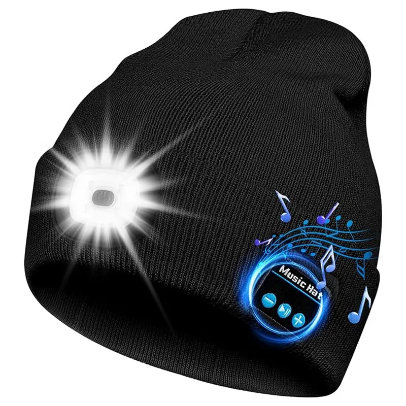 Multifunctional LED light and Bluetooth headset music hat with microphone