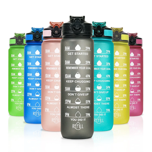 500ml plastic motivational water bottle with flip top lid - gradient style