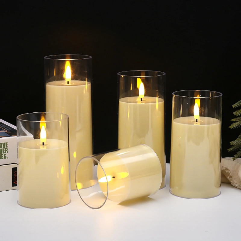 LED battery operated decorative candles in acrylic tower base