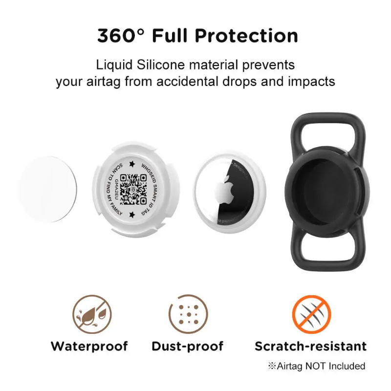 Silicone pet ID tag for tracking - shockproof and waterproof casing - NO FEES