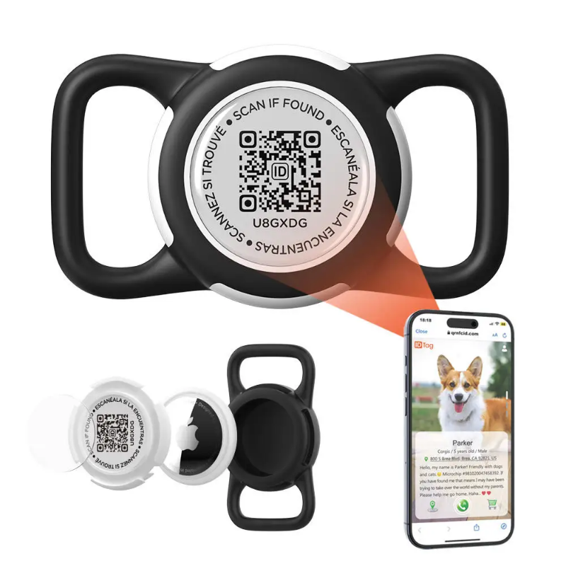 Silicone pet ID tag for tracking - shockproof and waterproof casing - NO FEES