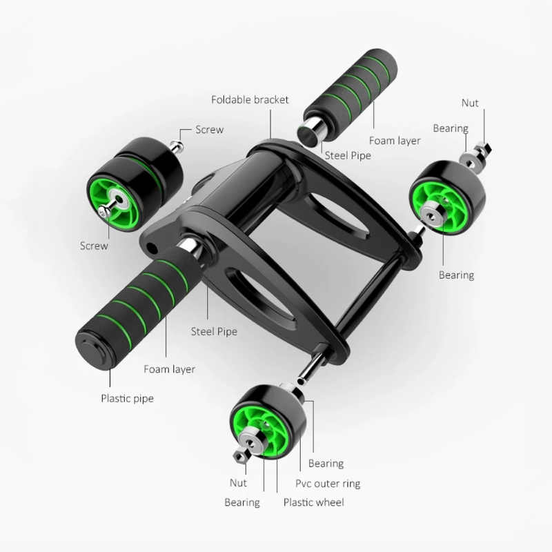 Abdominal muscle trainer wheel roller with mat