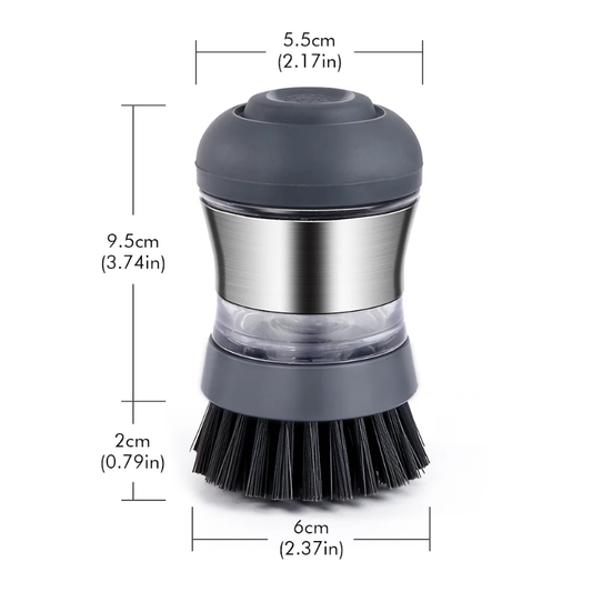 Soap dispensing dish brush with sturdy bristles for effective cleaning