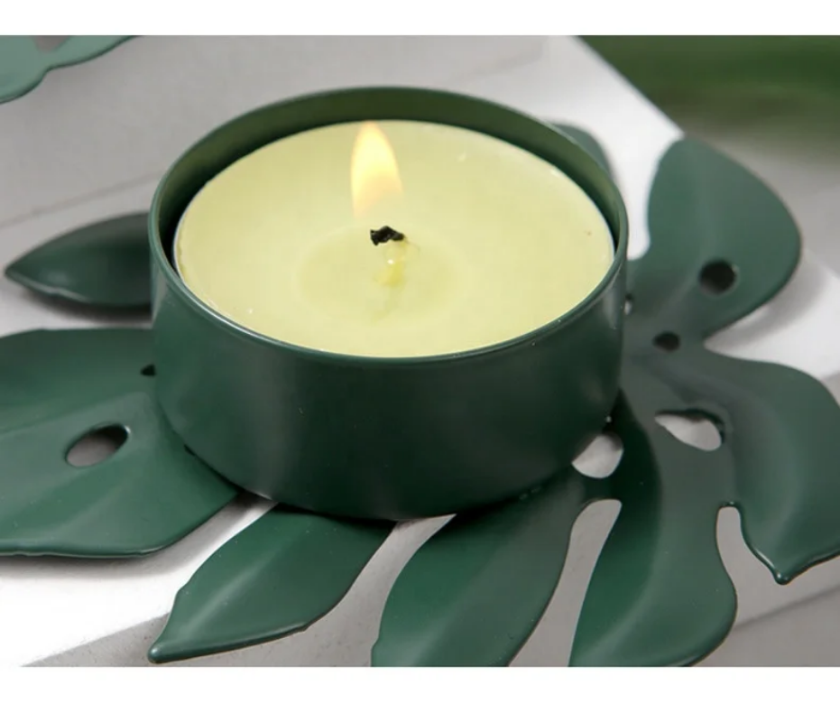 Metal plate candle holder for decoration and practical use