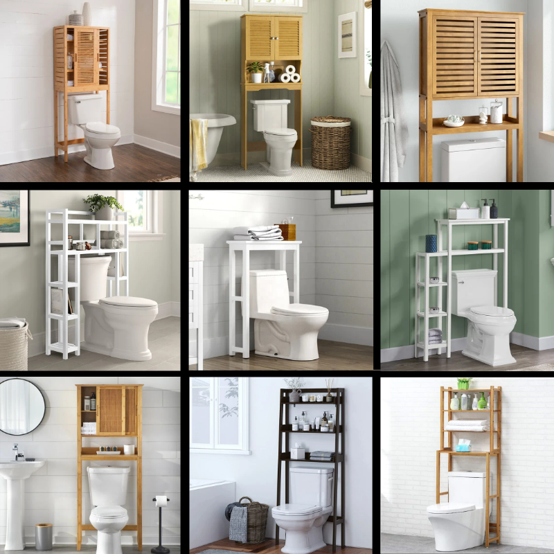 6 style bathroom storage racks and cabinets - over the toilet space saving storage