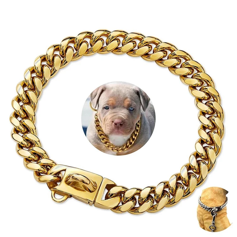 Luxury chain collar, extra thick design for large dogs