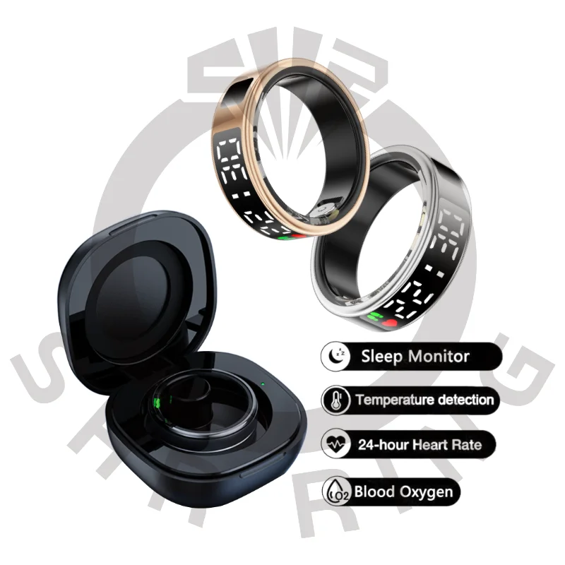 Discrete, smart fitness tracking ring with charge cable and case included