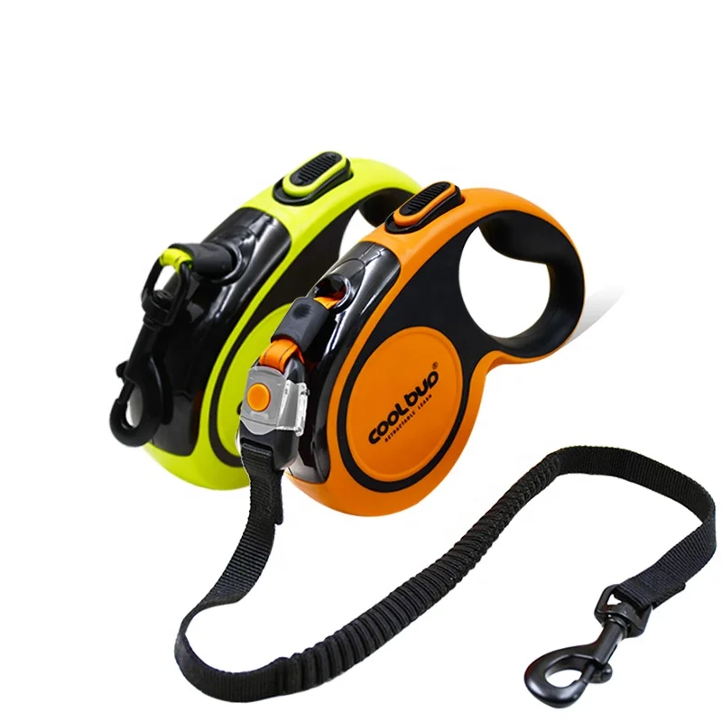 Nylon retractable extra long leash - reflective bungee design