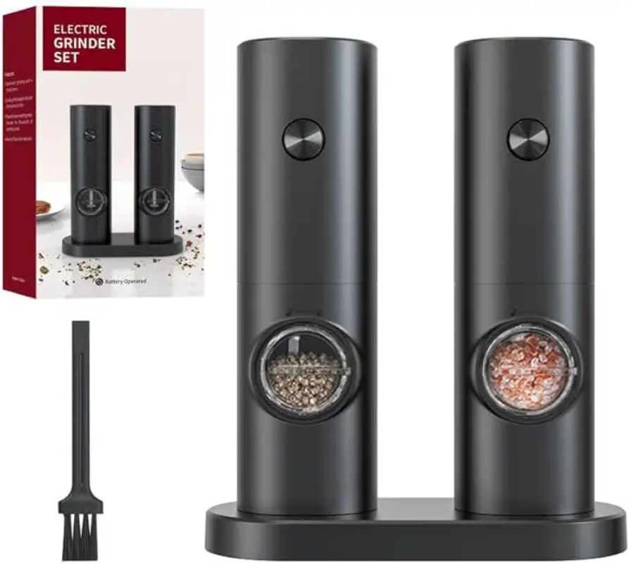 2pcs automatic salt and pepper grinder set with LED lights for precision