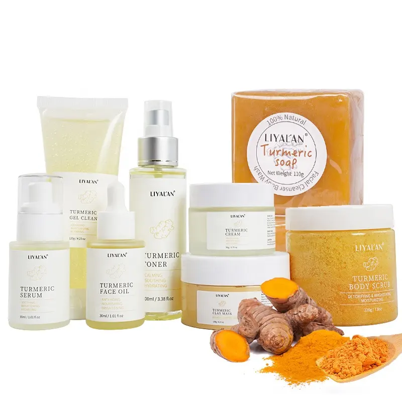 Tumeric skincare sets for facial use - brightening, anti aging skincare