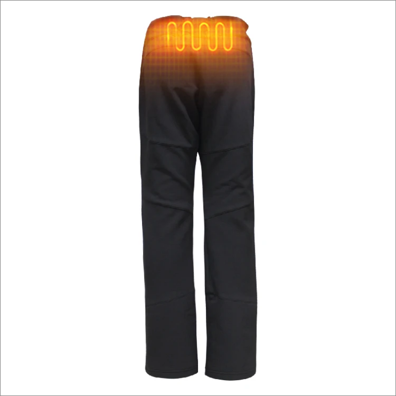 Zipped heated waterproof trousers with pockets and rechargeable battery