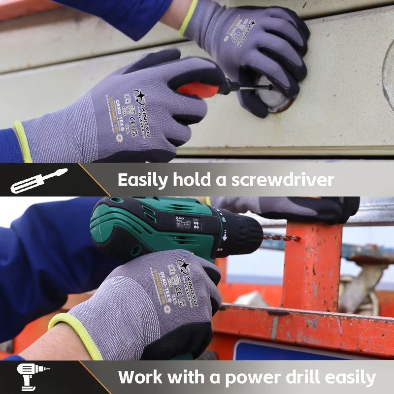 Nylon/Spandex garden and work gloves - breathable with no slip grip material