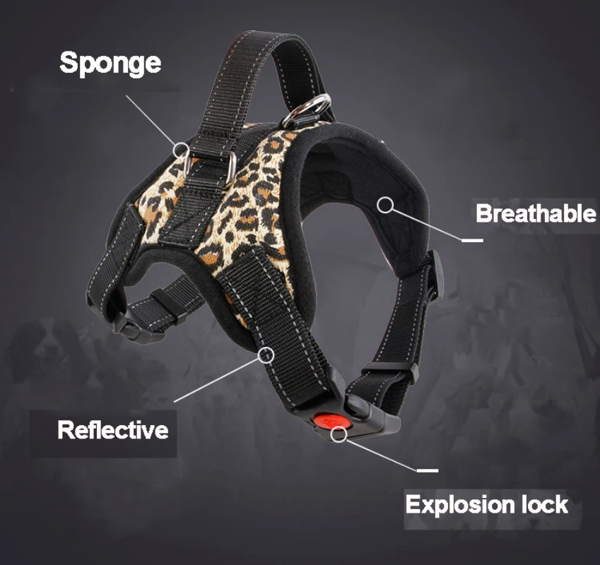 Breathable and heavy duty, reflective dog harness with handle