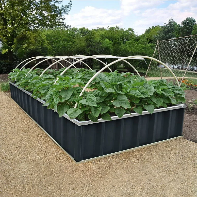 Outdoor galvanised steel vegetable boxes - raised garden bed box