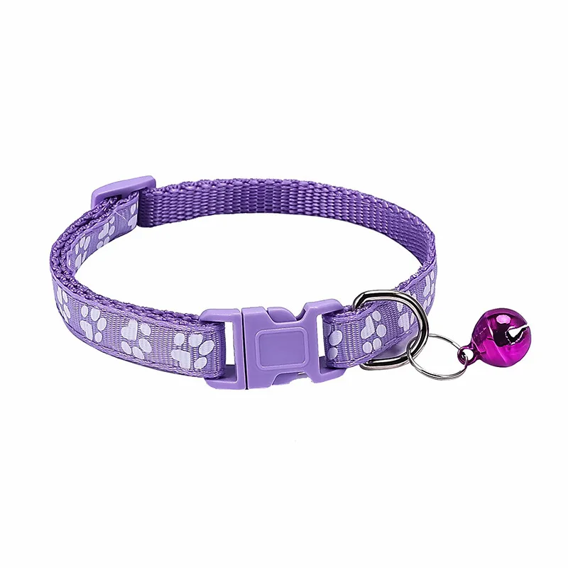 Adjustable pet collar for small animals with matching coloured bell