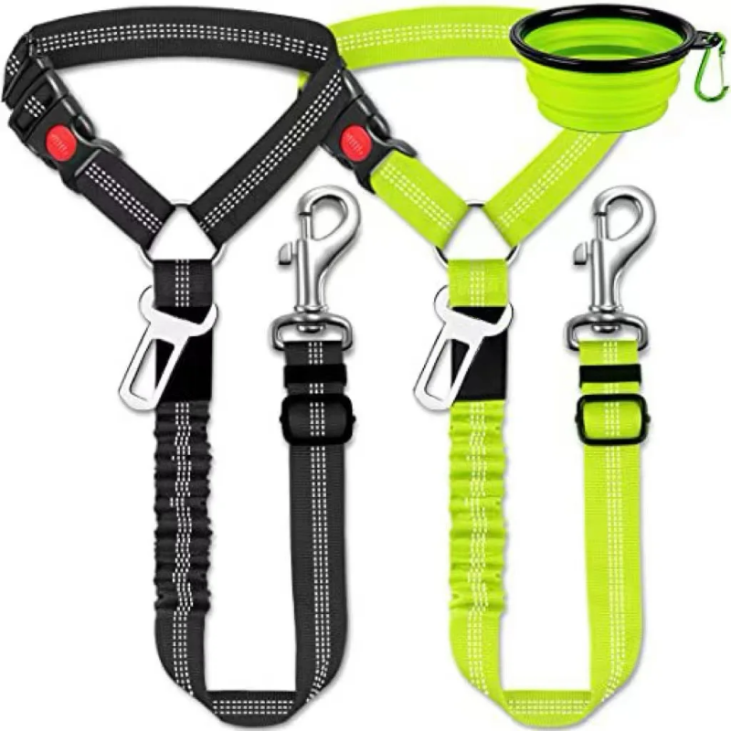 Multi functional bungee seatbelt and leash for pets