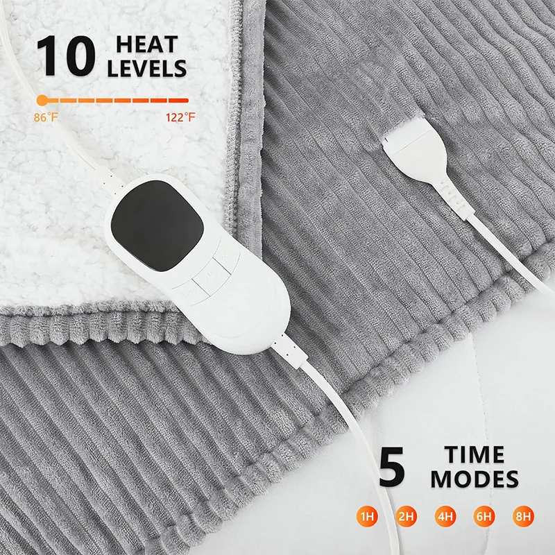 10 heating modes electric heated fleece blanket