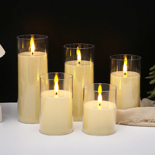 LED battery operated decorative candles in acrylic tower base